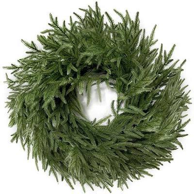 24 Inch Real Touch Norfolk Pine Wreath Christmas Wreaths for Front Door, Large Artificial Christmas Wreath Outdoor Greenery Wreaths for Wall Window Porch Farmhouse Indoor Outdoor Home Holiday Decor