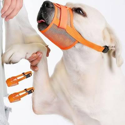 2-Pack Soft Mesh Dog Muzzle – Breathable & Adjustable, No-Bite and Escape-Proof Design for Grooming, Training, Walking – Fits Small, Medium & Large Dogs (Orange, S)