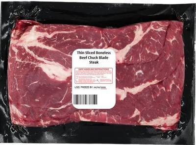 Beef Chuck Steak, Boneless, USDA Choice, Thin Sliced