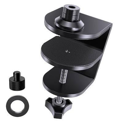 Heavy Duty Metal Table Microphone Clamp with 5/8-20Thread, Desk Mount, Adjustable Boom Arm Clamp, Perfect for Studio, Live Streaming, and Teaching, podcasting, Streaming, Church, Podium use, Black