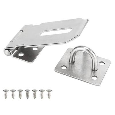 3 Inch Door Hasp Stainless Steel Hasp Latch, Heavy Duty Silver Padlock for Fence Gates, Doors, and Cabinets, Brushed Surface Finish, 1 Pack