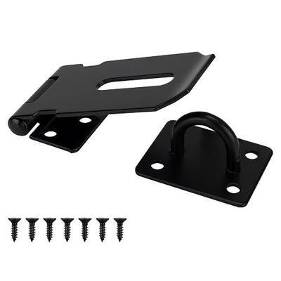 3 Inch Door Hasp Stainless Steel Hasp Latch, Heavy Duty Black Padlock for Fence Gates, Doors, and Cabinets, Brushed Surface Finish, 1 Pack