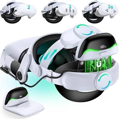 DXKK Head Strap with Magnetic Battery Pack 20000mAh - Extended 20H & Digital Display, Double Dials, Quick-Switch Reality Mode, Comfort VR Headset Strap for Meta Quest 3/3s, MQ4004