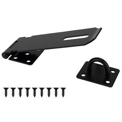 4 Inch Door Hasp Stainless Steel Hasp Latch, Heavy Duty Black Padlock for Fence Gates, Doors, and Cabinets, Brushed Surface Finish, 1 Pack