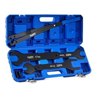 OMT15pc Fan Clutch Wrench Set, Heavy-Duty Fan Clutch Removal Tool Kit | Compatible with Ford GM Dodge Trucks, 1045 Steel Fan Clutch Kit with 22 36 40 47 51 mm Wrenches Pulley Holder Pins