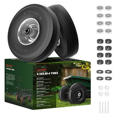 4.10/3.50-4 Tire and Wheel Flat Free,10-Inch Solid Wheel Replacement with 5/8 Extra 3/4 &1/2 Bearings,2.2" Offset Hub -Compatible with Hand Truck,Wheelbarrow,Dolly(Wave,Gray)