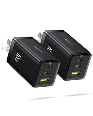 Baseus 2 Pack 65W USB C Charger Block, PPS 3-Port Fast Compact Foldable USB C Charger for MacBook, iPad Pro, Galaxy S24, iPhone 17/16 and More Series
