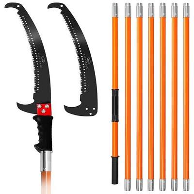 Grefinity Manual Pole Saw, 27 Ft Pole Saws for Tree Trimming | Extendable, Spare Blade, for Backyard and Garden Pruning Palms and Shrubs