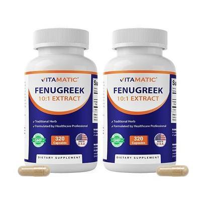 Vitamatic Fenugreek (Methi) Capsules – Trigonella Foenum-Graecum Botanical Extract – Vegetarian, Non-GMO – Plant-Based Herbal Supplement – 320 Count - 2 Pack