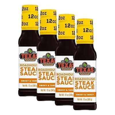 Texas Roadhouse Gold Sauce, 12 oz. Bottle, Perfect Steak Marinade or Dipping Sauce, Made with Vinegar, Apple Butter and Soy Sauce (Pack of 4)
