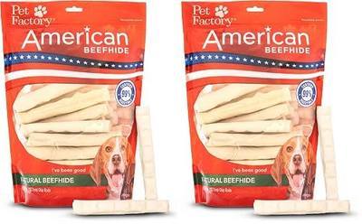 Pet Factory American Beefhide 5" Chip Rolls Dog Chew Treats - Natural Flavor, 50 Count/2 Pack