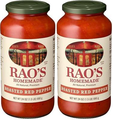 Rao's Homemade Roasted Red Pepper Pasta Sauce, 24 oz, Tomato Sauce, All Purpose, Keto Friendly, Premium Quality, Tomatoes from Italy and Red Peppers (Pack of 2)