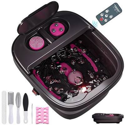 Collapsible Foot Bath, Foot Spa Bath Massager with Heat, Bubble, Remote Control, Temperature Control, 3 Pedicure Attachments, Feet Soaking Tub for Stress Relief