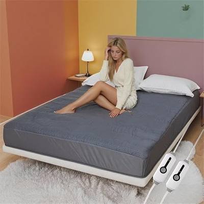 Electric Mattress Pad Queen Size 60"x80" for Home Use, Premium Brushed Fabric, 4 Heat Settings & 10 Hours Auto Off, Overheat Protection, Elastic Deep Pocket, Machine Washable, Gray