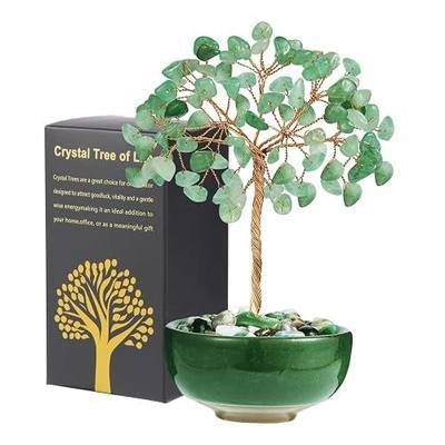 Green Aventurine Tree of Life, Healing Crystal Spiritual Home Decor | 5 Inch Natural Crystal Tree With Ceramic Base. Feng Shui Money Tree Meditation Home Office Decor Birthday Gift For Women