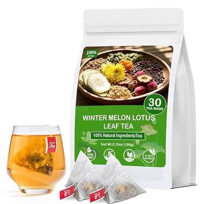 Winter Melon Lotus Leaf Tea, Herbal Detox Tea Bags for Reduce swelling and Cleansing, Boost metabolism - 8 Premium Ingredients(1 Pack/30 Bags)