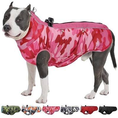 Dog Coat Winter Warm Dog Jackets for Large Dogs Reflective Snowsuit with Harness Fleece Dogs Snow Jacket Waterproof Pet Clothes for Cold Weather