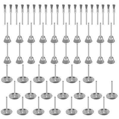 60Pcs Wire Brushes Set, 3 Shape Steel Wire Wheels Pen Brushe for Metal Rust Removal, Cleaning, and Polishing,1/8″ (3mm) Shaft for Removes Burrs, Dust, and Oxide Layer Rotary Tool Accessories