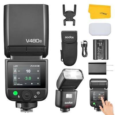 Godox V480 C V480-C TTL Flash for Canon, 2.4G Wireless Speedlite Canon HSS 1/8000s, 2.0” Color Touchscreen, Smart Distance Readout, Li-ion Battery, 650 Full Power Flashes, 10-Level Modeling Lamp