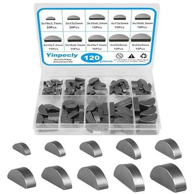 120pcs Woodruff Key Assortment Kit, 10 Popular Sizes of Half Moon Keys, Metric Keyway and Key Stock Set,Woodruff semicircle Key, Shaft Crank Key for Flywheel Applications