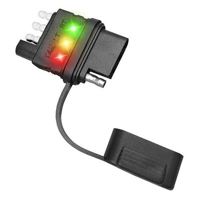 4-Way Flat Trailer Wiring Tester, Double End Male&Female Plug | 4-Pin Trailer Light Tester with Indicators, Circuit Connector Testing Tool for Turn Signal Tail Lights Troubleshooting