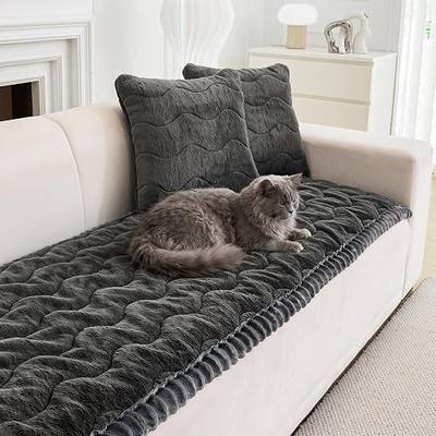 JIAN YA NA Sectional Couch Cover, Mink Wavy Sofa Slipcover for Pets and Kids, Anti-Slip Washable Protector for Dog Cat Friendly Mat, 3-Cushion Couch, Loveseat, Recliner, L-Shaped Sofa, Rug (1 Piece)