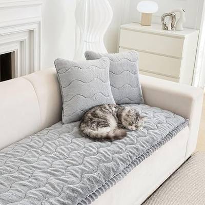 JIAN YA NA Sectional Couch Cover, Mink Wavy Sofa Slipcover for Pets and Kids, Anti-Slip Washable Protector for Dog Cat Friendly Mat, 3-Cushion Couch, Loveseat, Recliner, L-Shaped Sofa, Rug (1 Piece)