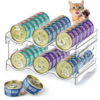 REFLYING Cat Food Can Organizer, Can Organizer for Pantry, Transparent Cat Food Storage Container Holds 36 (3.5oz) Cans, Canned Food Organizer and Storage for Countertop Kitchen Cabinet (2 Layers)