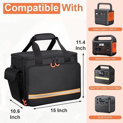 Portable Station Bag Compatible with Jackery Explorer 1000 V2/1000,with Plenty of Room for Accessories, Water-resistant and Non-slip Bottom, and Abrasion-resistant Nylon Fabric