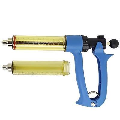 VET.PLUS 50ML Automatic Livestock Syringe for Cow Goat Hog Sheep with Two Tubes, Continuous Repeating Cattle Vaccine Gun, Dose Adjustable Luer Lock Interface Syringe