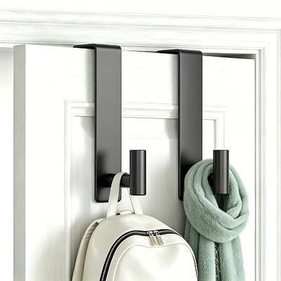 Stainless Steel Over The Door Hooks Heavy Duty, Bathroom Towel Holder Door Mount Coat Rack Towel Rack for Bedroom, Doors Hangers Towel Hooks for Bathroom Dorm Essentials (Black, 2 Pack)