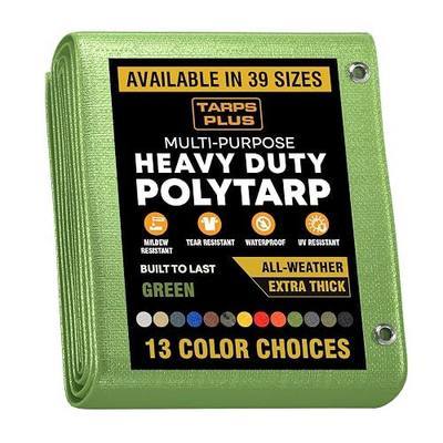 Heavy Duty Waterproof Tarp– 12 Mil Thick, Tear & Fade Resistant Poly Clear Tarp, Multipurpose Cover for Roof, Camping, Garden, Boat, Cars & Pool (Green 12mil, 10’x10’)