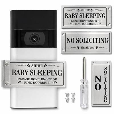 Baby Sleeping Doorbell Cover — Rotatable "Shh! Baby Sleeping" & "No Soliciting" Sign, No-Drill Adhesive Install, Fits Ring Video Doorbell, Great New Mom Gift