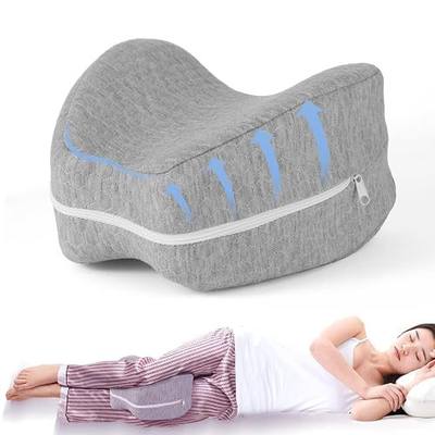 Knee Pillow for Side Sleepers Leg Memory Foam Pillow Side Sleeping Soothing Relief for Back, HIPS, Knees, Joints, Nerves and Muscle Discomfort Relief (Grey, Small)