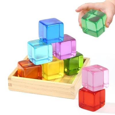 Woodtoe Large Building Blocks, Montessori Sensory Blocks for Toddlers 1-4 | Rainbow Acrylic Block Set, Montessori Toys for 1 2 3 Year Old Boy Girl, No Choking Hazard, Early Learning Kids Birthday Gifts