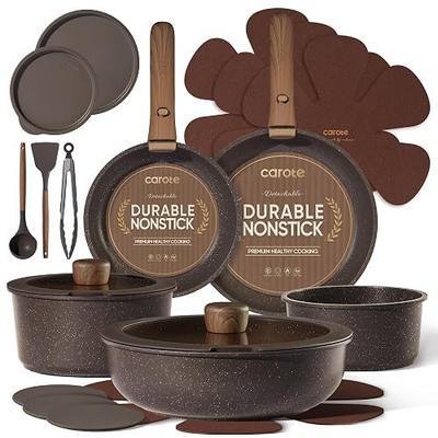 CAROTE 21pcs Pots and Pans Set Non Stick, Detachable Handle Cookware | Ultra Nonstick, Space Saving, Dishwasher & Oven Safe, Non-Toxic Kitchen/Apartment/Camping/RV/ Traveling Cooking Sets