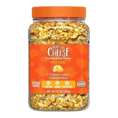 Just the Cheese Minis – Cheese & Aged Cheddar Blend Crisps, 12 oz Jar, Delicious Low-Carb Lifestyle Protein Chips, High-Protein, Gluten-Free, Keto-Friendly, Zero Sugar, Perfect Snack for Adults