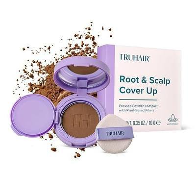 TRUHAIR Root & Scalp Cover Up Pressed Powder Compact (Dark Brown) | Waterproof, Weightless Coverage & Bald Spot Concealing, Root Touch Up Hair Color for Gray Coverage & Thinning Areas, 0.35 Oz