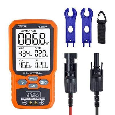 ZIBOO FT-1000W Solar Panel Tester MPPT Meter - 1000W Max Power, 80V/35A PV Module Tester for Voc/Isc, Open Circuit Voltage & Short Circuit Current, with Backlight & Data Hold