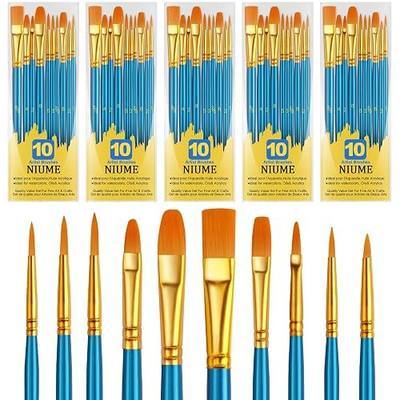 Acrylic Paint Brushes Set, 50Pcs Round Pointed Tip Artist Paintbrushes for Acrylic Painting Oil Watercolor Canvas Boards Rock Body Face Nail Art, Halloween Pumpkin Ceramic Crafts Supplies,Blue