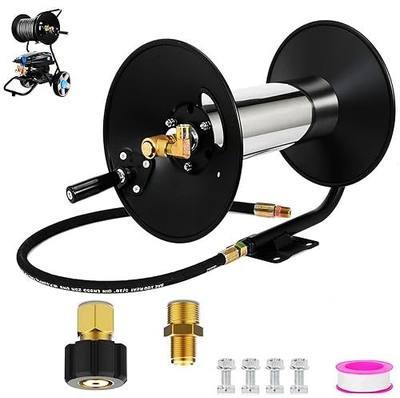 Pressure Washer Hose Reel,100FT Power Washer Hose Reel 3/8" NPT Outlet Pipe Heavy Duty Steel High Pressure Washer Reel 4000 PSI
