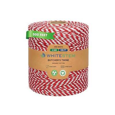 Red & White Twine – 500ft - 12 PLY Strong Cotton String for Gift Wrapping, Baking, Crafts, Butchering, Holiday Décor, DIY Projects, Packaging & Pastry Boxes - Pack of 1