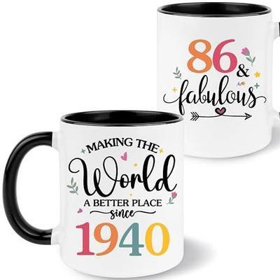 1940 86th Birthday Coffee Mug, 86 year old Birthday Gift Ideas for Women Her, Black White 11oz