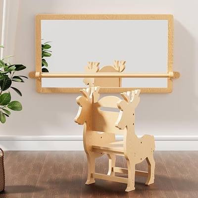 Ferytange Montessori Baby Mirror with Pull Up Bar Wooden Gym Nursery Mirror Shatterproof for Daycare, Homeschool or Preschool
