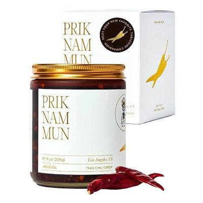 White Elephant Prik Nam Mun | Premium Thai Chili Crisp (8 oz) | Artisanal Chili Crunch with Extra Virgin Olive Oil, Organic Shallots, Garlic & Truffles | Gourmet Hot Chili Oil