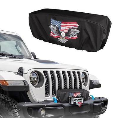 Winch Cover,Heavy Duty UV-Resistant Waterproof & Dust-Proof Cover for 8500-17500 Lbs Scalable Electric Winches,Fits Jeep/ATV/Boat/Trailer (National Flag&Bald Eagle)