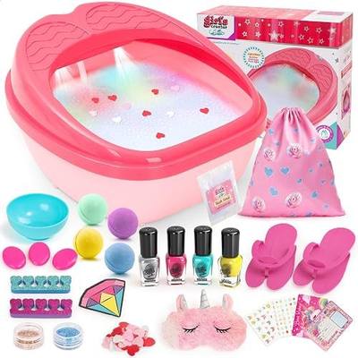 Kids Foot Spa Kit - Kids Spa Day Kit for Girls 4-12 Years. - Pedicure Foot Spa, Girls Spa Set Nails Art Salon Girl Stuff - Parties & Christmas Birthday Gifts for 7 8 9 10-12 Year Old Girl Gifts