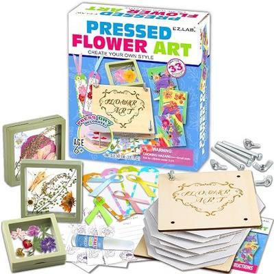 Creative Flower Press Kit for Kids, FunKidz 9 Layers Wooden Pressed Flowers Plants Art with Frames DIY Set Make Bookmarks Decorate Cards Craft Gift for Girls Boys