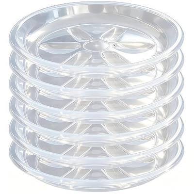 OVZILKI 6 Pack of Plant Saucer, 6 inch Clear Plant Trays for Pots, Plant Water Catcher Tray, Plant Plate for Indoors Outdoors