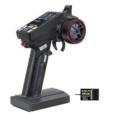 MEUS RACING ME-8A RC Transmitter 8 Channels 2.4GHz and Receiver with Coach Mode for 1/8 1/10 1/18 1/24 RC Crawler Car Boat TRX4 TRX4M SCX10 SCX24 Upgrades Parts (Black)